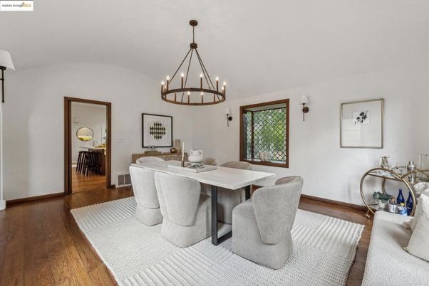Chandelier, Dining room, Interior, Wood Texture Flooring