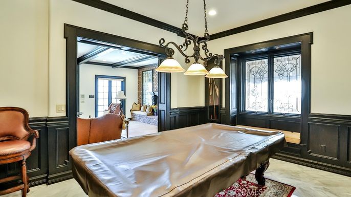 Bedroom, Billiard Table, Chandelier, Game Room, Interior, Pendant Lights, Recessed Lighting