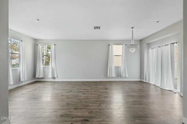 Chandelier, Empty room, Interior, Wood Texture Flooring