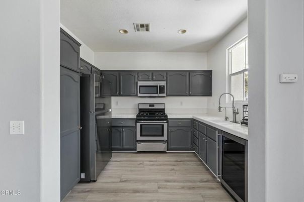 Interior, Kitchen, Recessed Lighting, Wood Texture Flooring