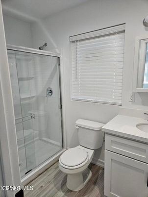 Bathroom, Glass Shower, Interior, Wood Texture Flooring