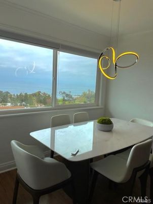 Dining room, Interior, Pendant Lights, Water, Wood Texture Flooring
