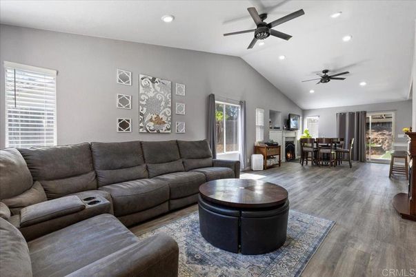 Dining room, Interior, Living room, Recessed Lighting, Wood Texture Flooring