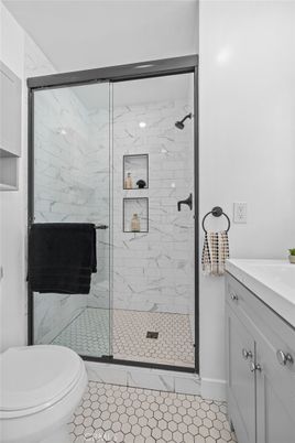 Bathroom, Glass Shower, Interior, Marble Walls