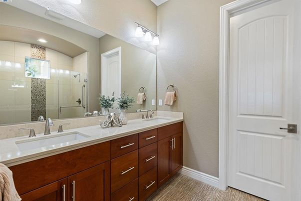 Bathroom, Dual Sink Vanities, Glass Shower, Interior, Recessed Lighting