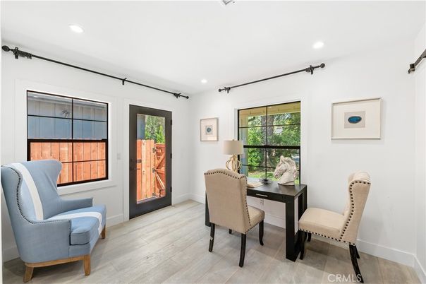 Home Office, Interior, Recessed Lighting, Wood Texture Flooring