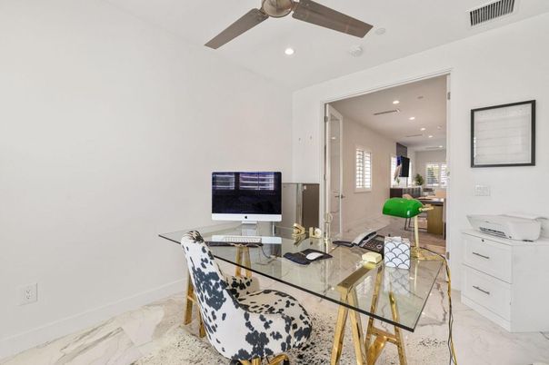 Home Office, Interior, Marble, Recessed Lighting