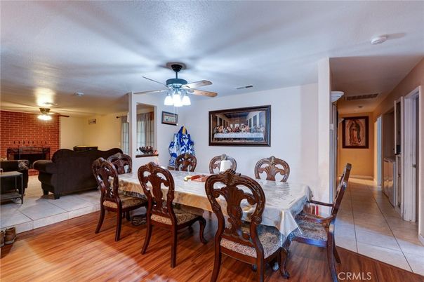 Dining room, Fireplace, Interior, Living room, Stone Walls, Wood Texture Flooring