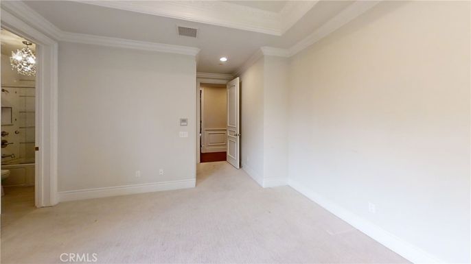 Bathroom, Chandelier, Empty room, Interior, Recessed Lighting