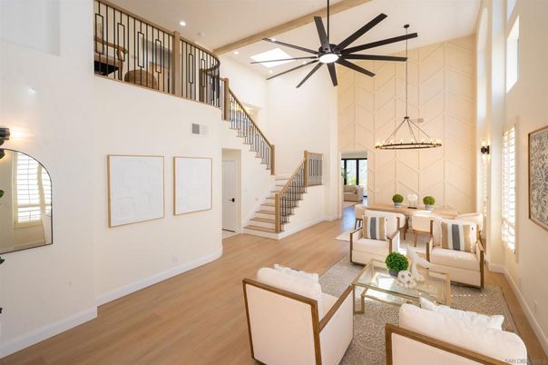 Dining room, Interior, Living room, Pendant Lights, Recessed Lighting, Wood Texture Flooring