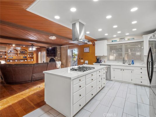 Interior, Kitchen, Living room, Recessed Lighting, Wooden Ceilings, Wood Texture Flooring