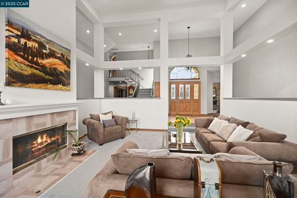 Fireplace, Interior, Living room, Pendant Lights, Recessed Lighting