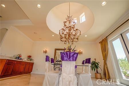 Chandelier, Dining room, Interior, Recessed Lighting