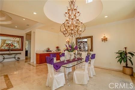 Chandelier, Dining room, Interior, Recessed Lighting