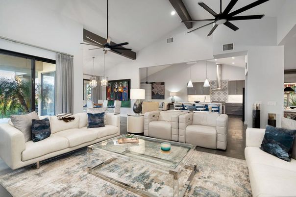 Dining room, Interior, Kitchen, Living room, Pendant Lights, Recessed Lighting, Stainless Steel Appliances, Wood Texture Flooring