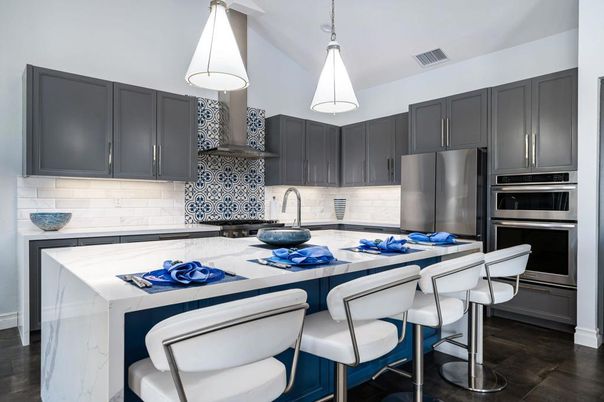 Interior, Kitchen, Pendant Lights, Stainless Steel Appliances, Wood Texture Flooring