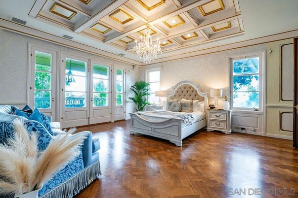 Bedroom, Chandelier, Interior, Wood Texture Flooring