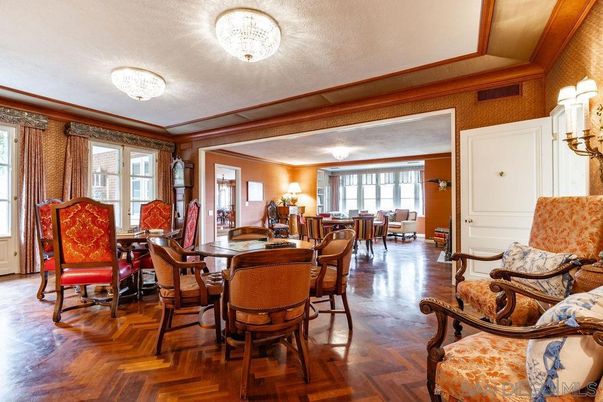 Chandelier, Dining room, Interior, Wood Texture Flooring