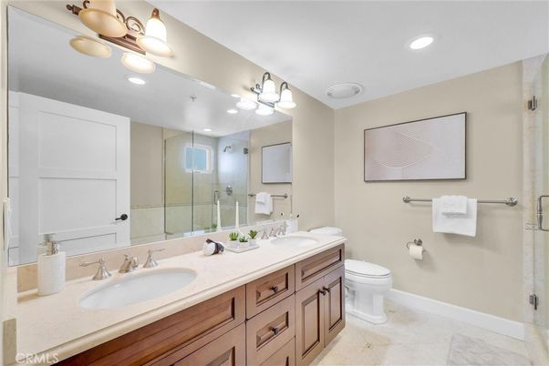 Bathroom, Dual Sink Vanities, Glass Shower, Interior, Recessed Lighting