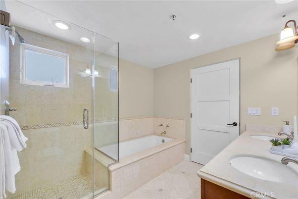 Bathroom, Dual Sink Vanities, Glass Shower, Interior, Recessed Lighting