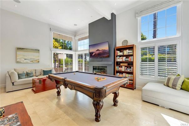 Billiard Table, Fireplace, Game Room, Interior, Recessed Lighting
