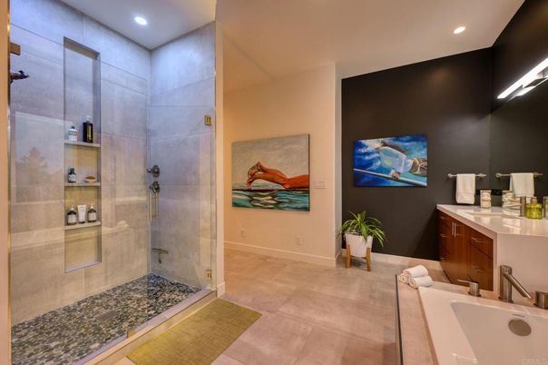 Bathroom, Glass Shower, Interior, Recessed Lighting