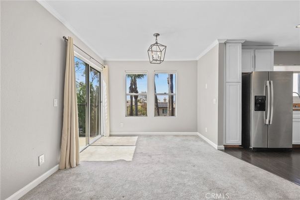 Empty room, Interior, Kitchen, Pendant Lights, Wood Texture Flooring