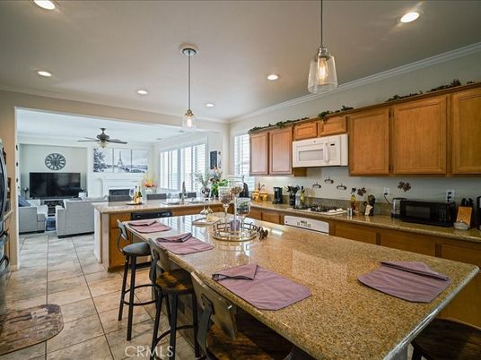 Fireplace, Interior, Kitchen, Living room, Pendant Lights, Recessed Lighting