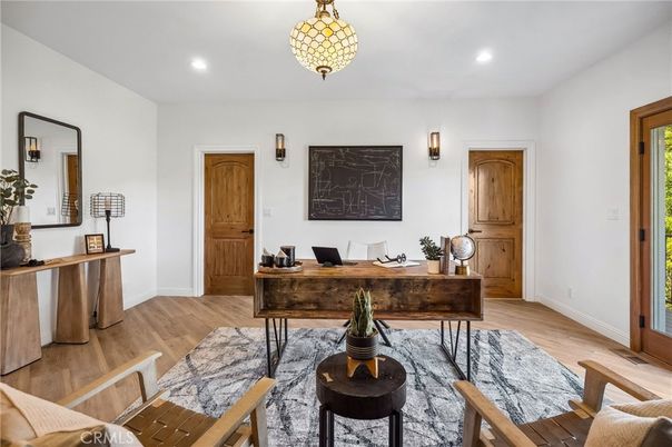 Home Office, Interior, Recessed Lighting, Wood Texture Flooring
