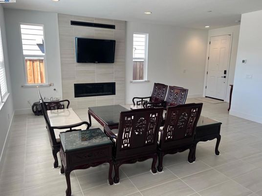 Dining room, Fireplace, Interior, Recessed Lighting