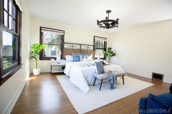 Bedroom, Chandelier, Interior, Wood Texture Flooring