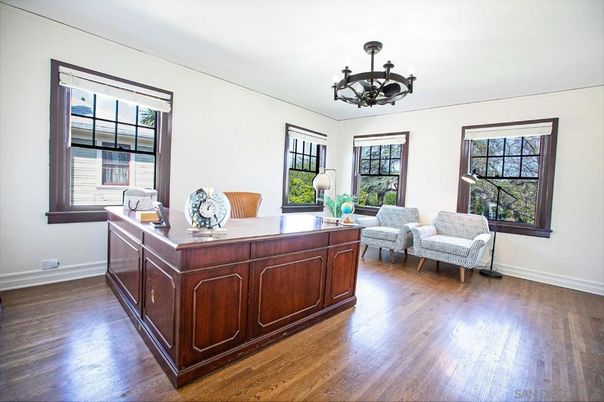 Chandelier, Home Office, Interior, Wood Texture Flooring