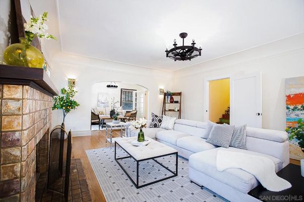 Chandelier, Dining room, Fireplace, Interior, Living room, Wood Texture Flooring