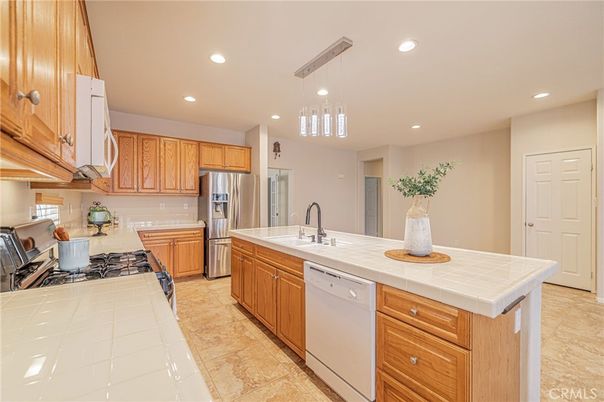 Interior, Kitchen, Pendant Lights, Recessed Lighting, Stainless Steel Appliances, Tile Countertops