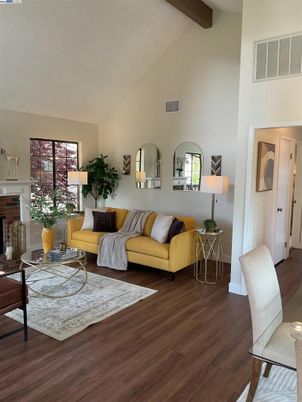 Fireplace, Interior, Living room, Wooden Beams, Wood Texture Flooring