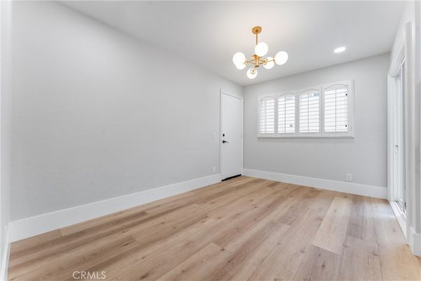 Empty room, Interior, Pendant Lights, Recessed Lighting, Wood Texture Flooring