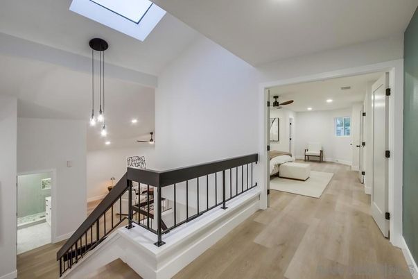 Bedroom, Interior, Pendant Lights, Recessed Lighting, Wood Texture Flooring
