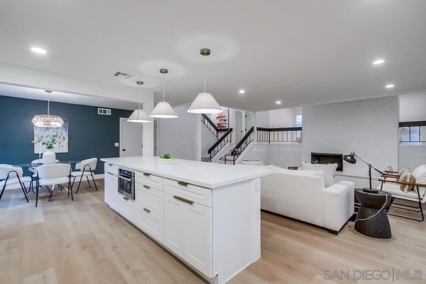 Dining room, Interior, Kitchen, Living room, Pendant Lights, Recessed Lighting, Wood Texture Flooring