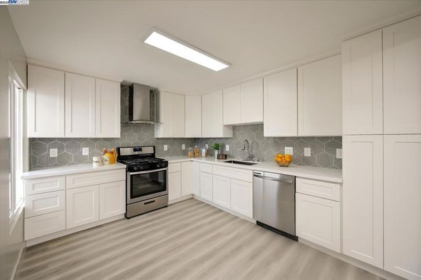 Interior, Kitchen, Stainless Steel Appliances, Wood Texture Flooring