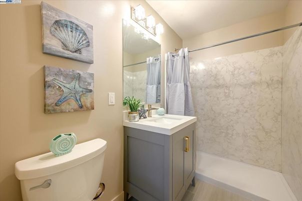 Bathroom, Interior, Marble Walls, Wood Texture Flooring