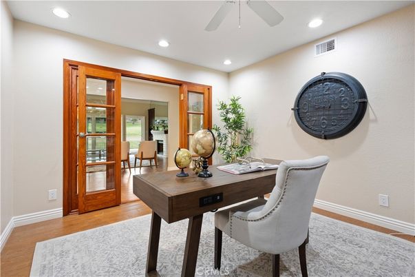Home Office, Interior, Recessed Lighting, Wood Texture Flooring