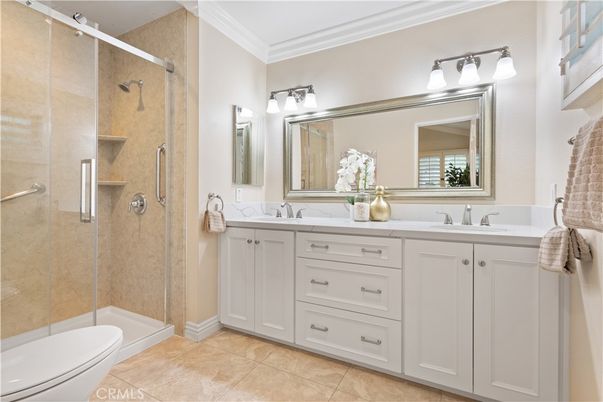 Bathroom, Dual Sink Vanities, Glass Shower, Interior