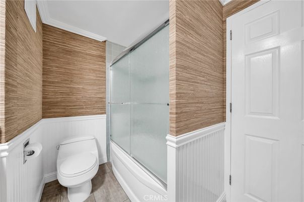 Bathroom, Glass Shower, Interior, Wood Texture Flooring