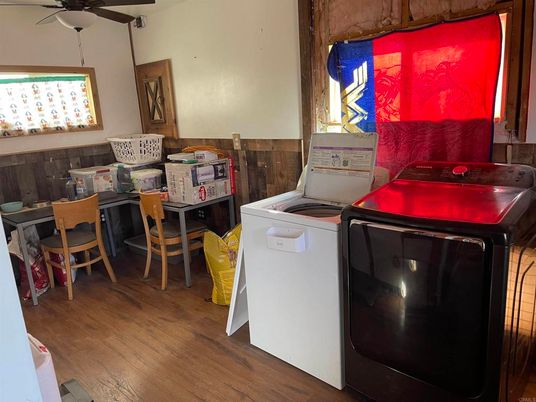 Dining room, Interior, Washer, Wood Texture Flooring