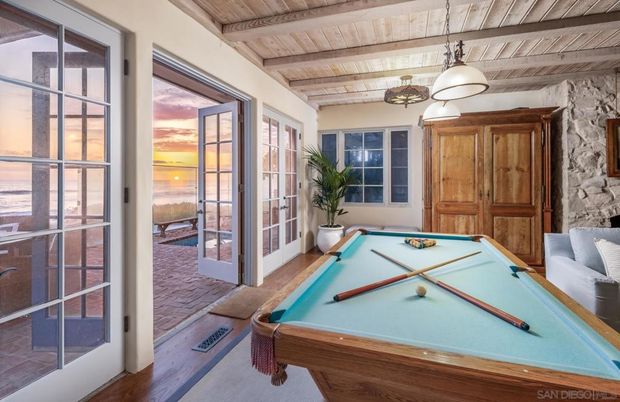 Billiard Table, Game Room, Interior, Pendant Lights, Stone Walls, Wooden Beams, Wooden Ceilings