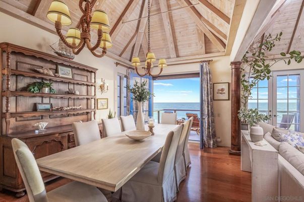 Chandelier, Dining room, Interior, Water, Wooden Beams, Wooden Ceilings, Wood Texture Flooring