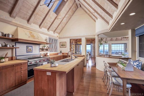 Interior, Kitchen, Recessed Lighting, Stainless Steel Appliances, Wooden Beams, Wooden Ceilings, Wood Texture Flooring