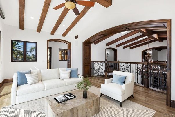 Interior, Living room, Pendant Lights, Recessed Lighting, Wooden Beams, Wood Texture Flooring