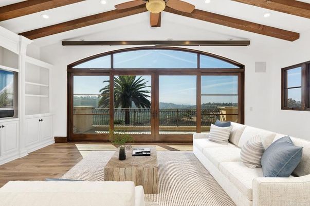 Interior, Living room, Recessed Lighting, Water, Wooden Beams, Wood Texture Flooring