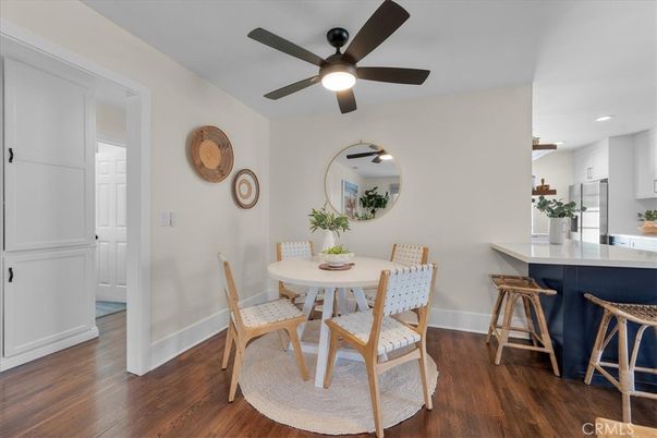 Dining room, Interior, Kitchen, Recessed Lighting, Wood Texture Flooring
